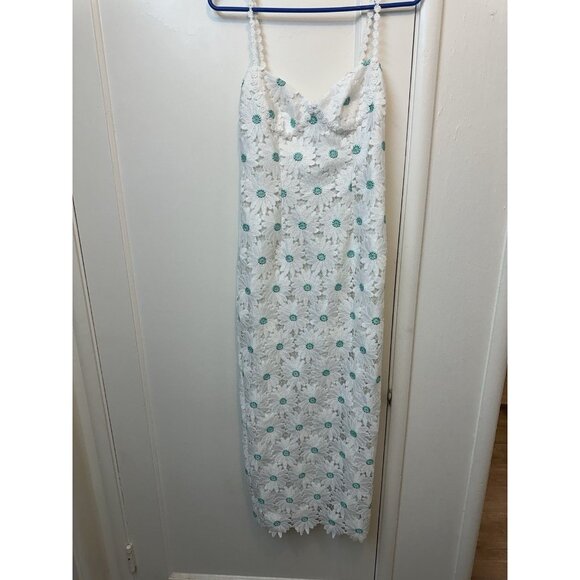 Saylor Dresses & Skirts - Saylor Calibria Daisy Embroidered Midi Dress White Size Small Boho Floral Lace